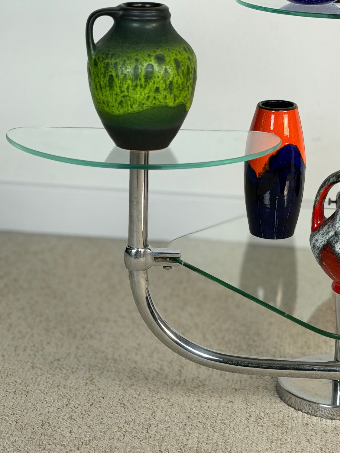 Art Deco shelf in glass and chrome metal