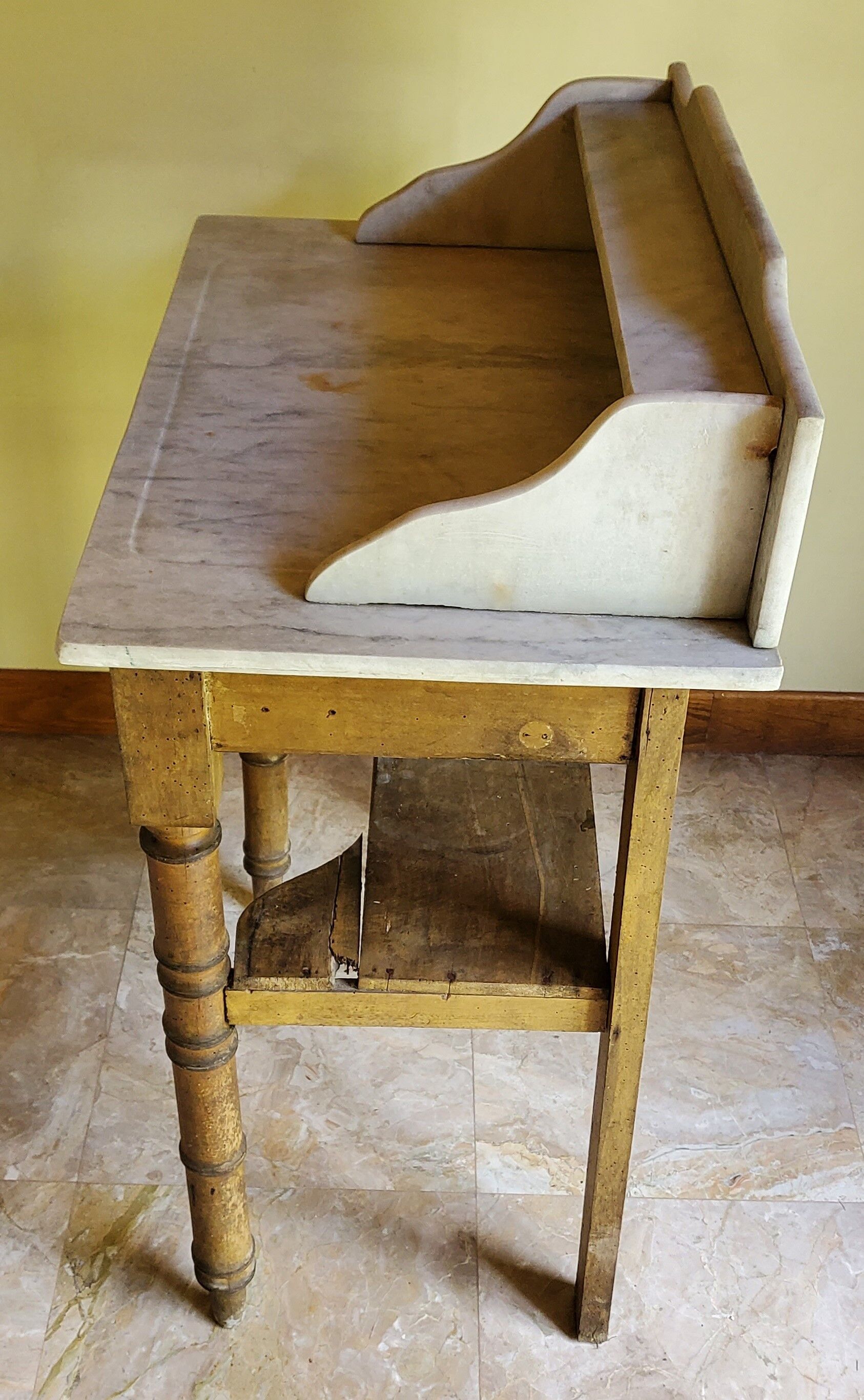 Antique toilet table with white marble top