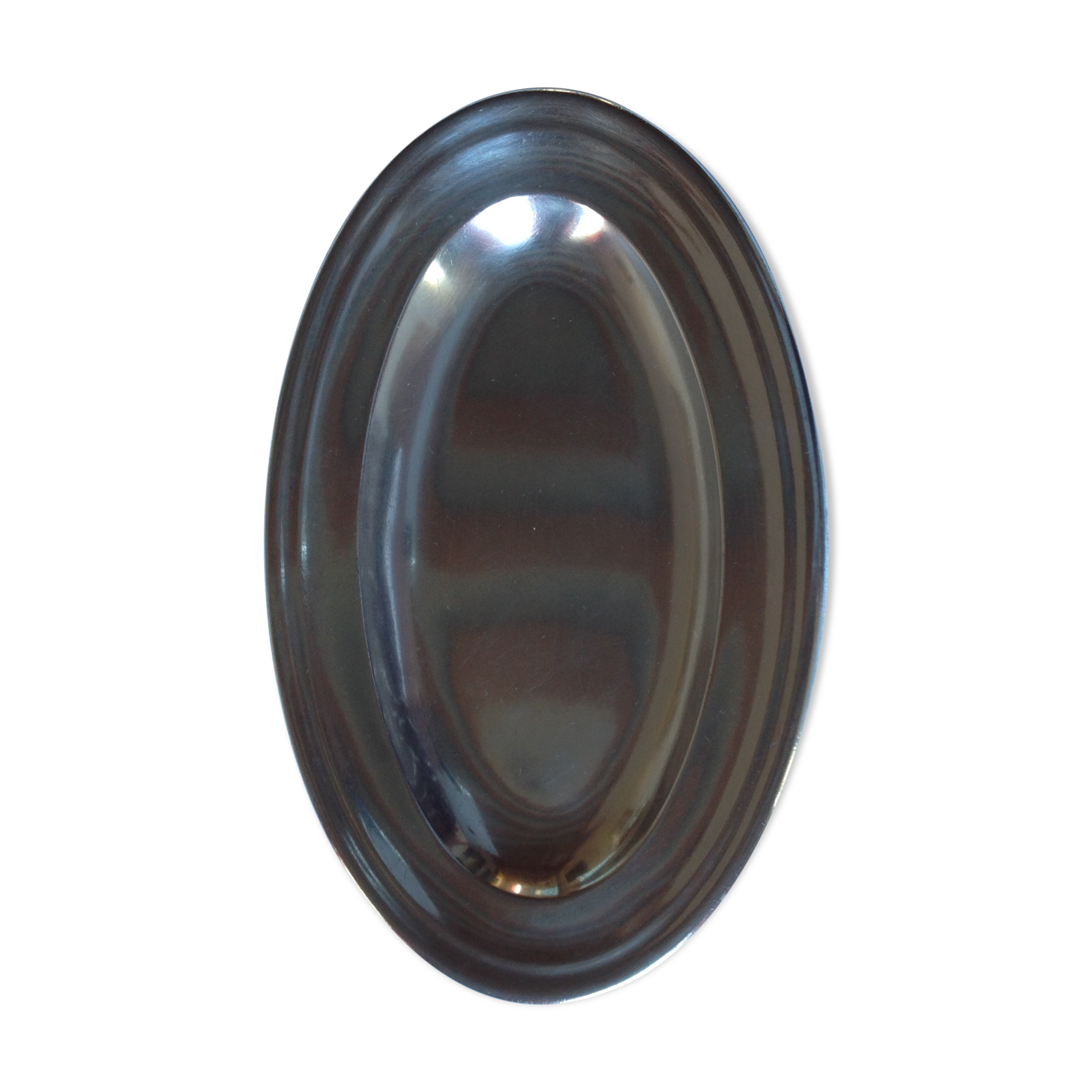 Old oval dish in silver metal