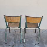 Pair of vintage Mullca metal school chairs 1950s