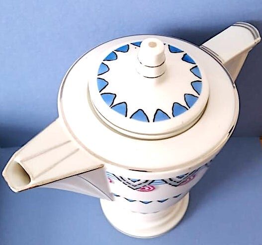 Limoges porcelain teapot with geometric décor