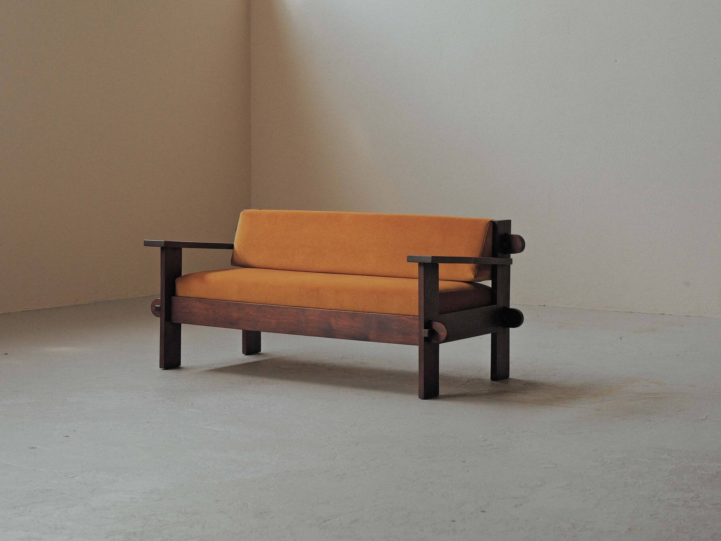 Architect's bench in solid wood, France, circa 1970.
