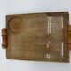 Wood and bamboo vintage plateau, glass, 1960