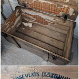 Coffre ancien en bois établissements économiques de reims