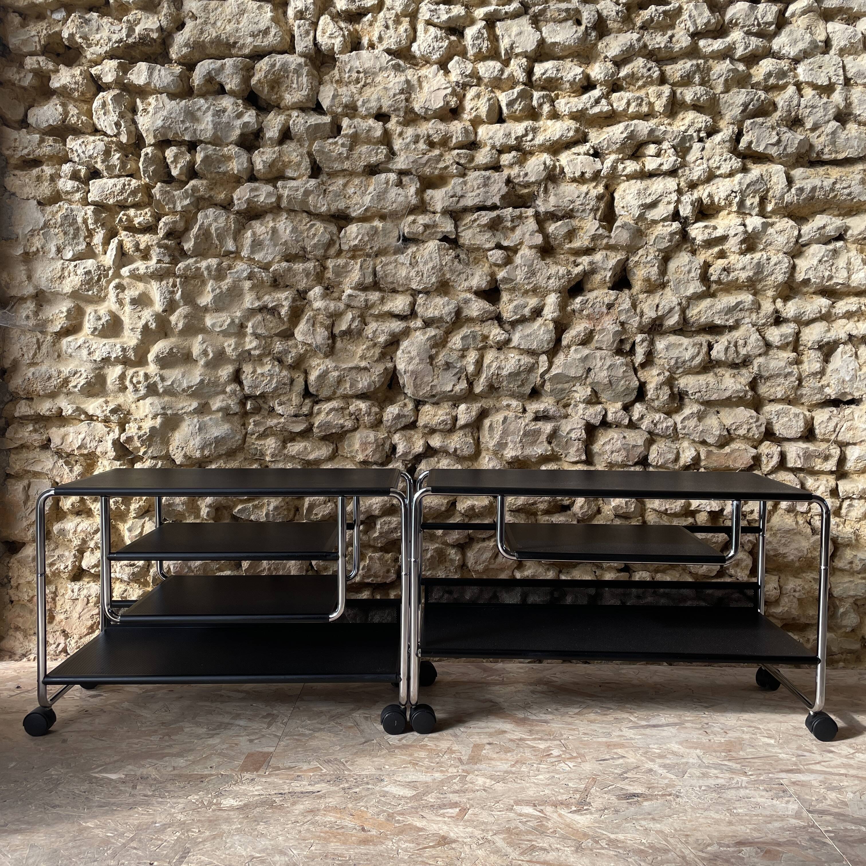 Occasional furniture / hi-fi furniture on chrome metal wheels – Habitat