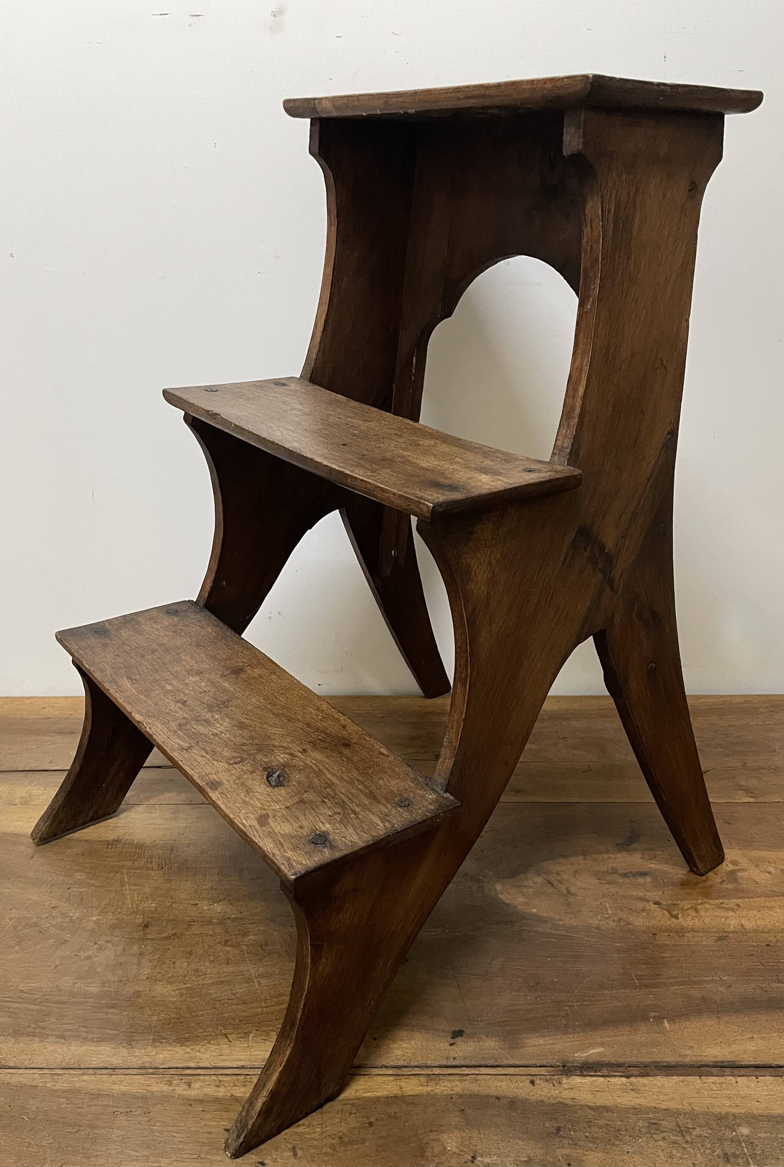 Walnut bookcase step stool