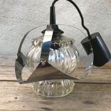Vintage 70s molded glass hanging lamp