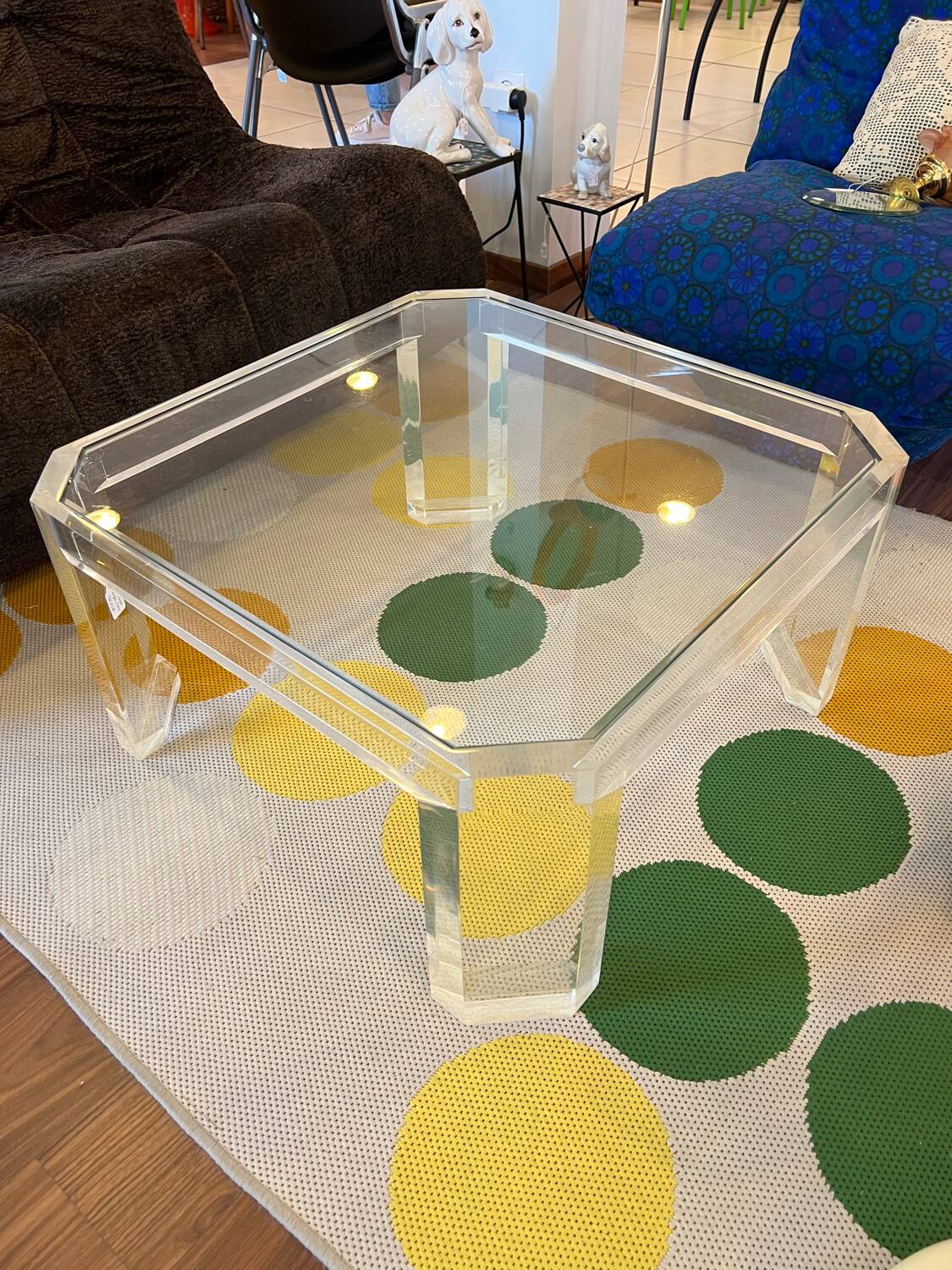 Marc Micoud Plexiglas and glass coffee table