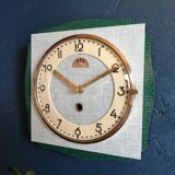 Clock formica vintage silent wall square "FFR golden green"