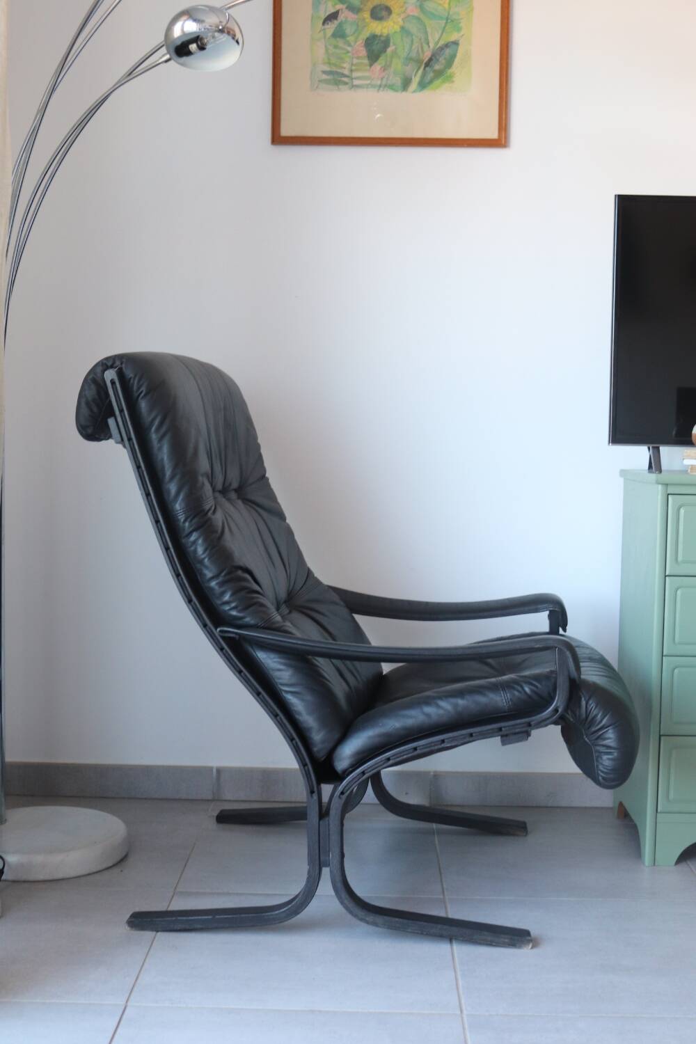Siesta armchair Westnofa ingmar relling vintage black leather