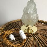Brass table lamp and vintage torch globe
