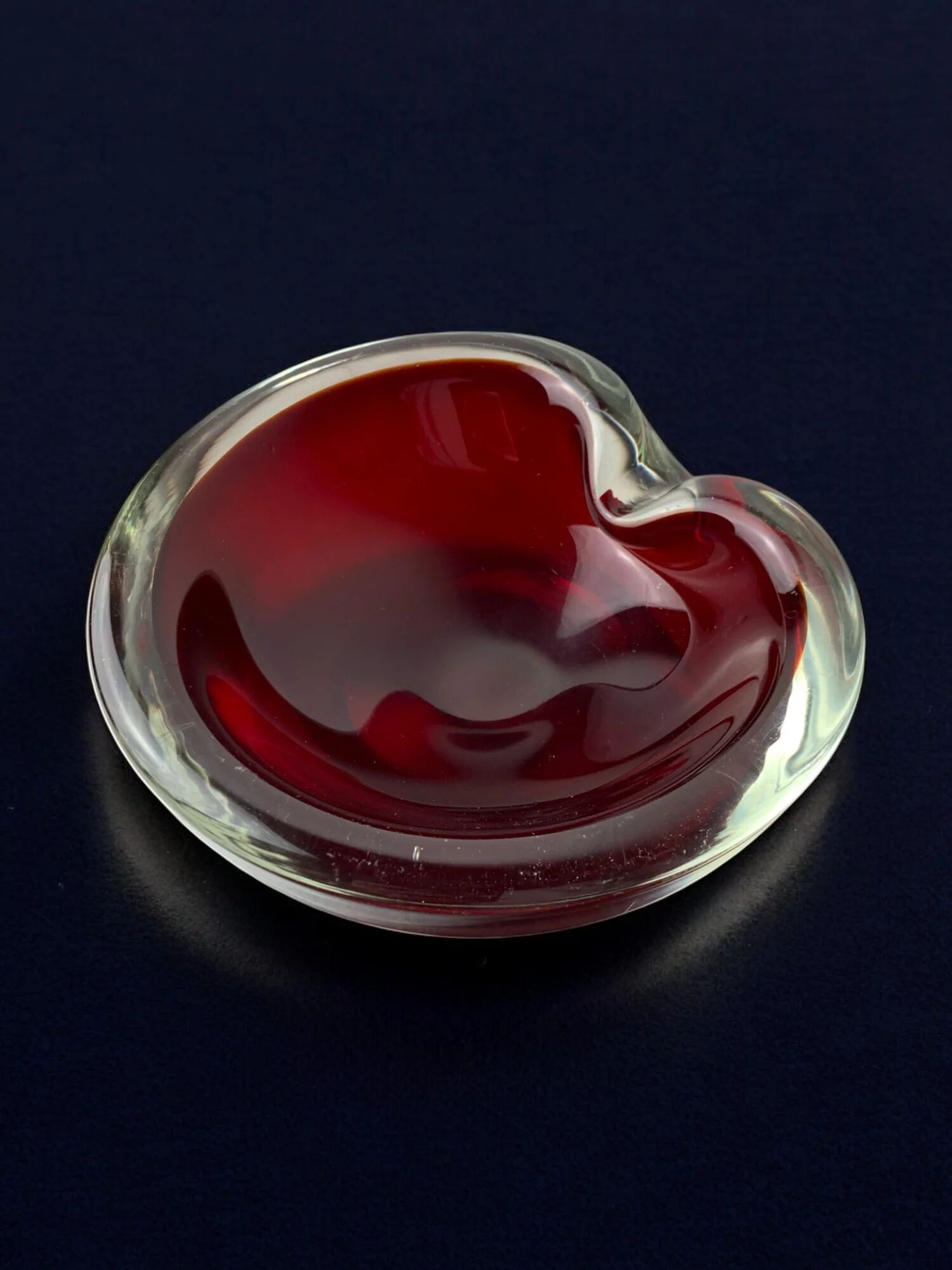 Sommerso red ashtray by Seguso, Murano glass, Italy, 1970