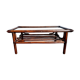 Vintage rattan and smoked glass coffee table 1960