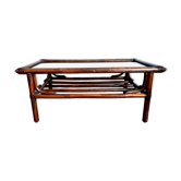 Vintage rattan and smoked glass coffee table 1960
