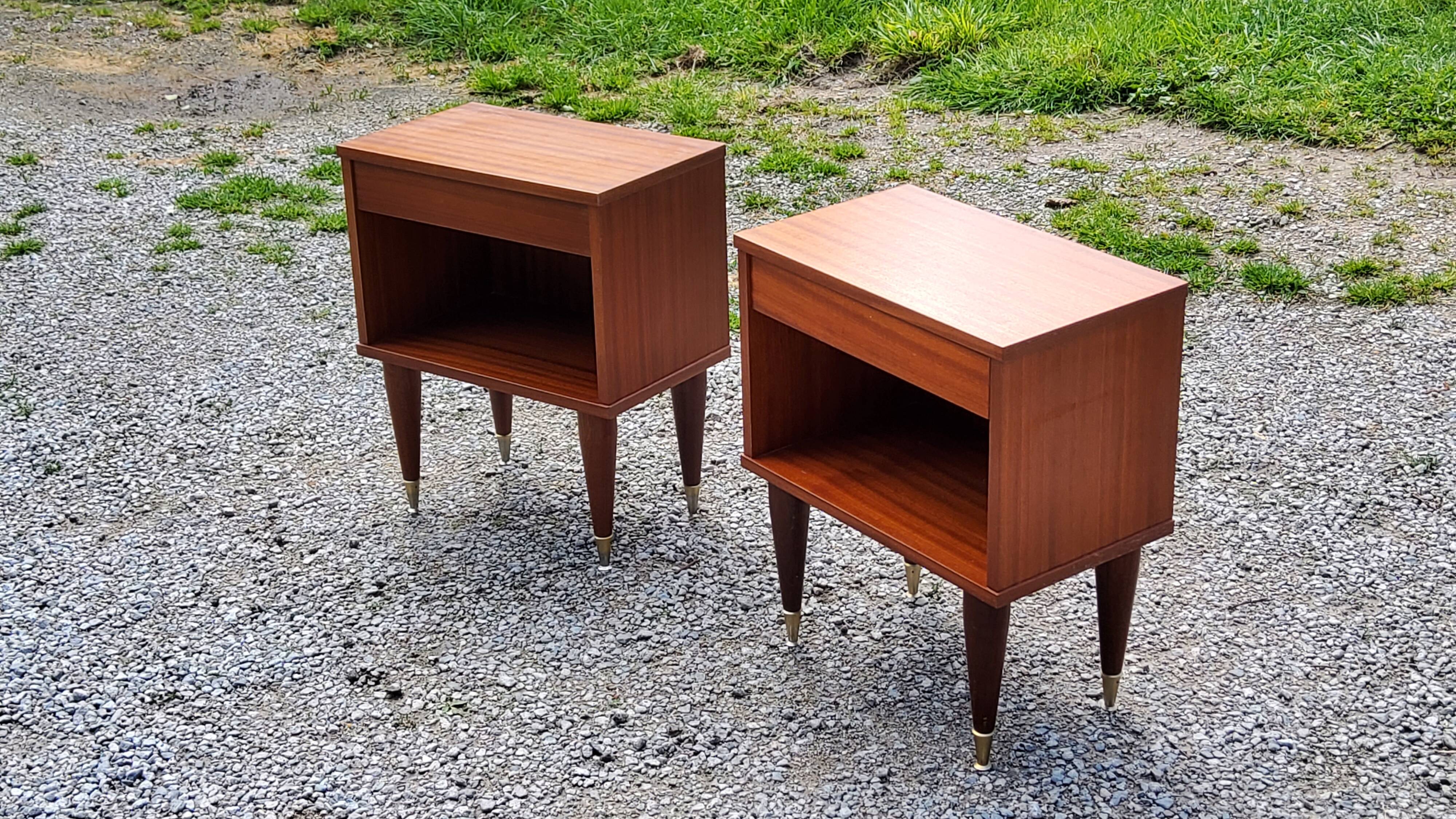 Pair of vintage bedside tables from the 60s in Scandinavian style