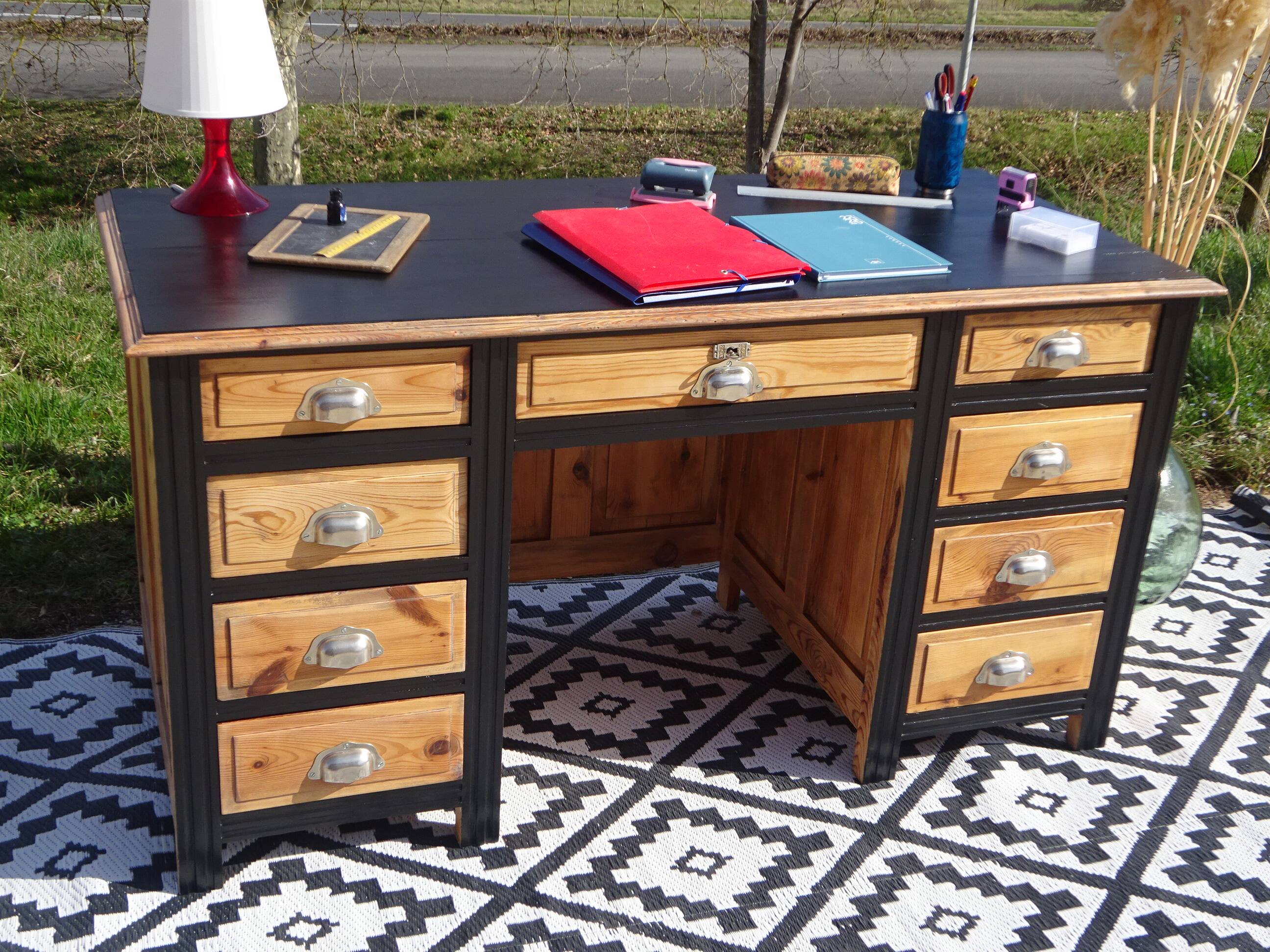 Vintage pine desk, restored