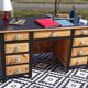 Vintage pine desk, restored
