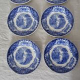 6 dessert plates and 2 blue cups P.Regout Maastricht Holland