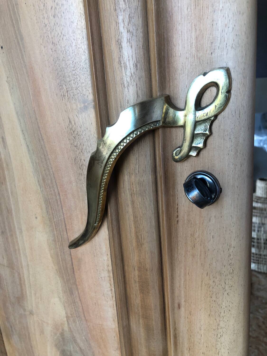 Art Deco wardrobe, solid wood and beveled mirror