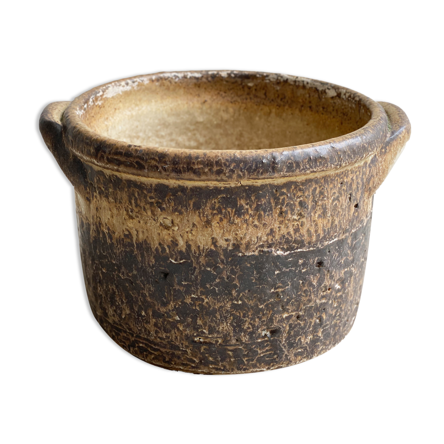 Mid Century brown ceramic planter / flower pot