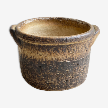 Mid Century brown ceramic planter / flower pot