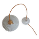 Vintage lampshade pendant light in striped embossed white opaline - circa 1940s