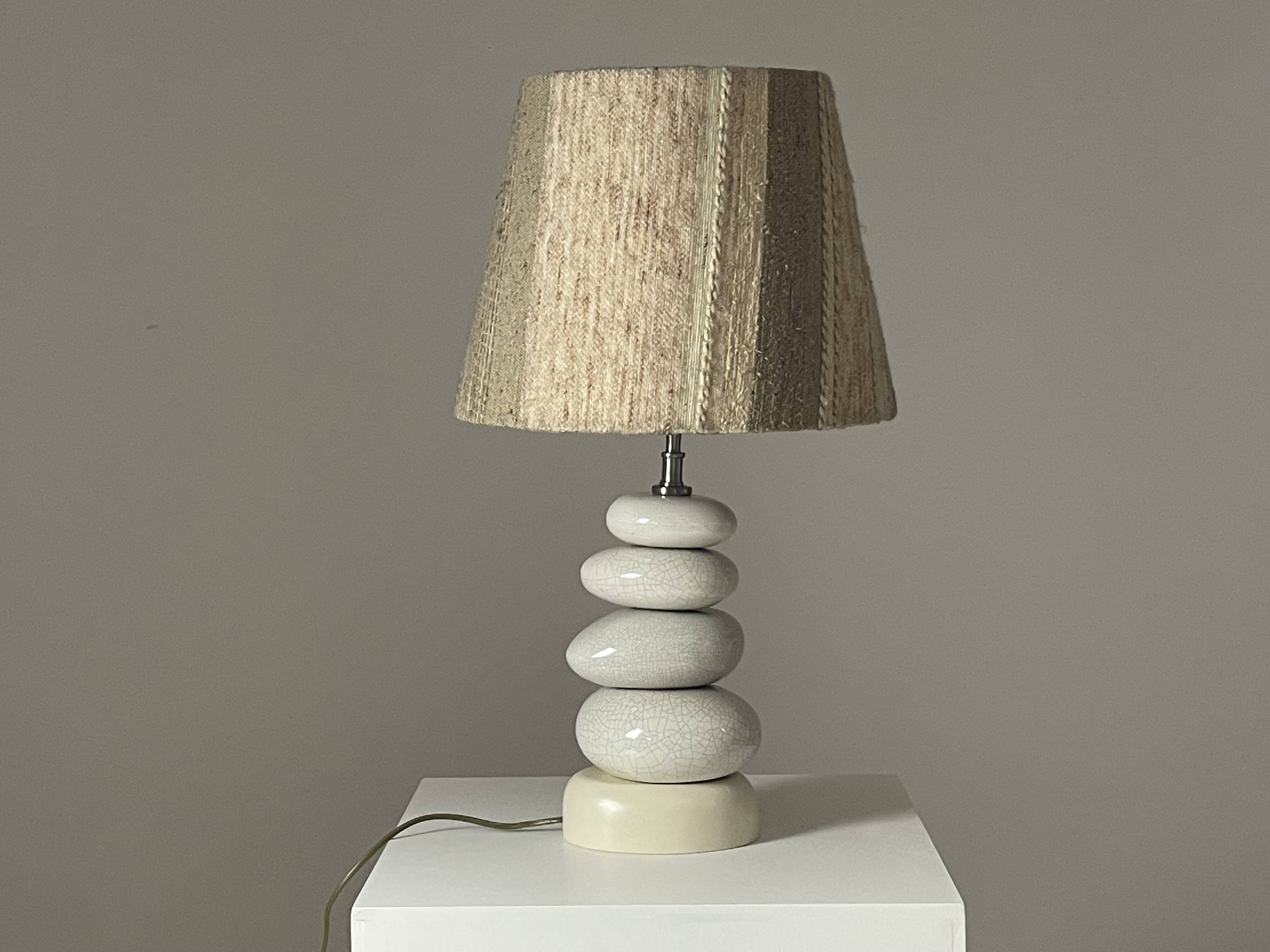 Cracked pebble lamp by François Châtain with its original lampshade, France 1970s