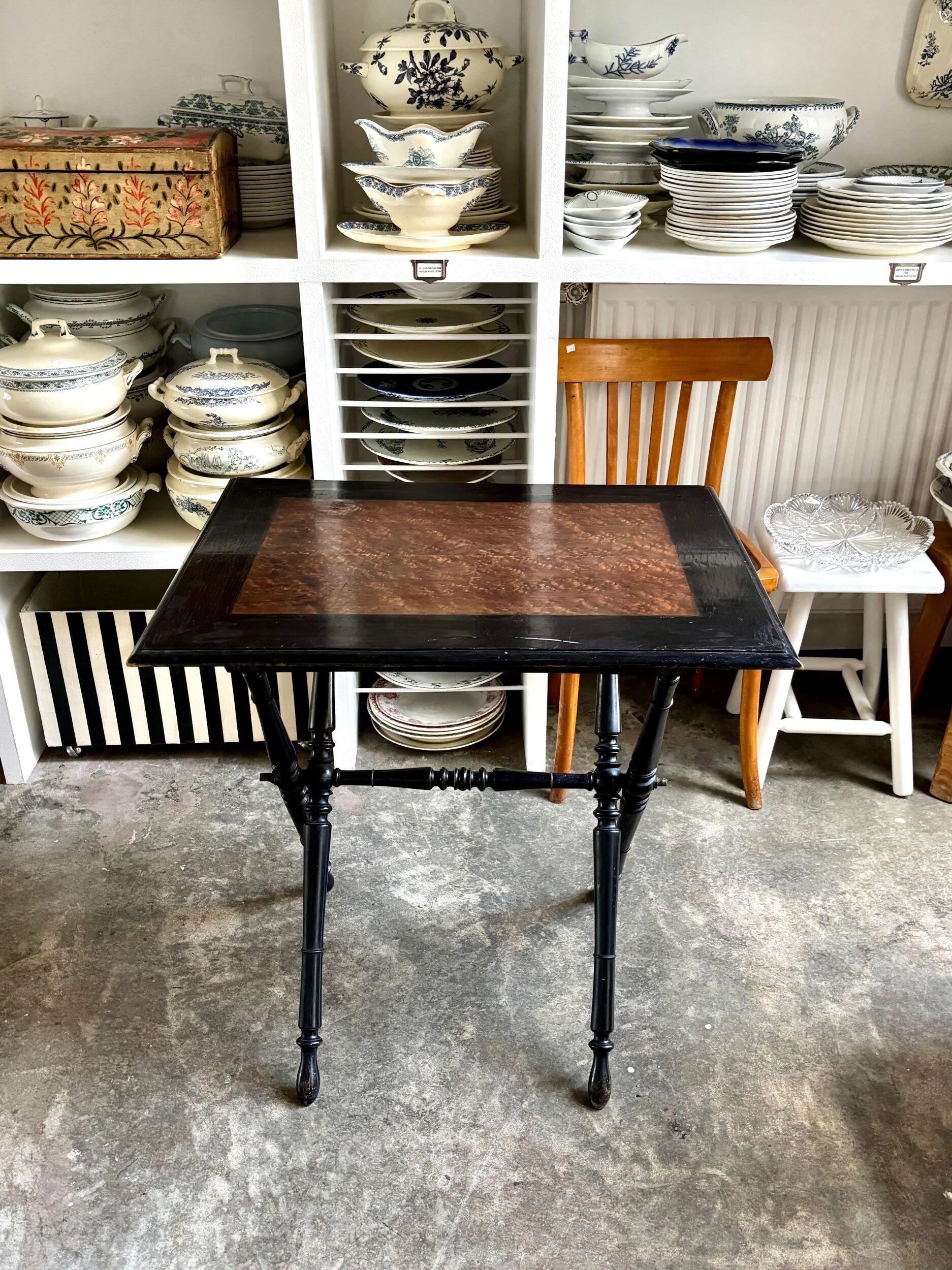 Napoleon III folding table in blackened wood 72 x 54 cm