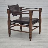 1960s, Scandinavian "Safari" lounge chair, original condition, leather, beech wood.