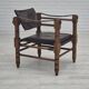 Années 1960, fauteuil lounge scandinave "Safari", état d'origine, cuir, bois de hêtre.