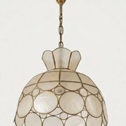 Suspension Corolle en Nacre Capiz & Laiton - Vintage 1970