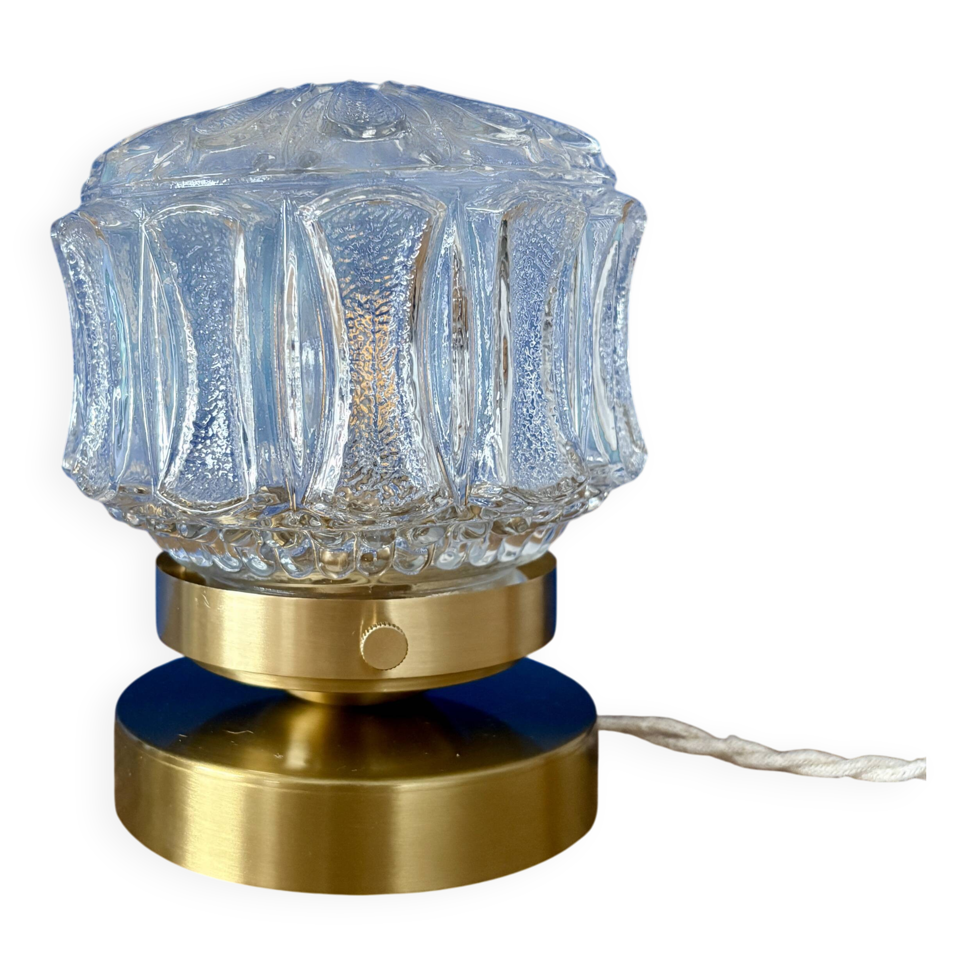 Vintage globe table lamp in moulded glass
