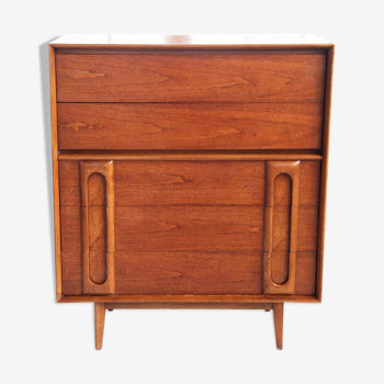 Commode à 5 tiroirs vintage Lane Burlwood années 1960