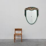 French Art Deco mirror in green carved wood, 1930s
