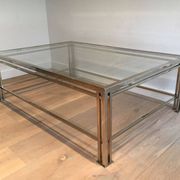 Modernist Chrome Coffee Table with Triple Legs, French Work circa 1970