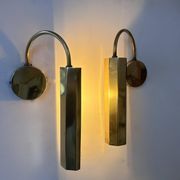 Pair of vintage adjustable wall lights, solid brass, France 1970
