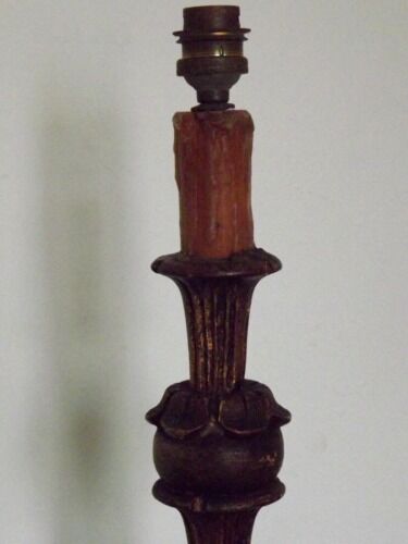 Vintage carved wooden lamp