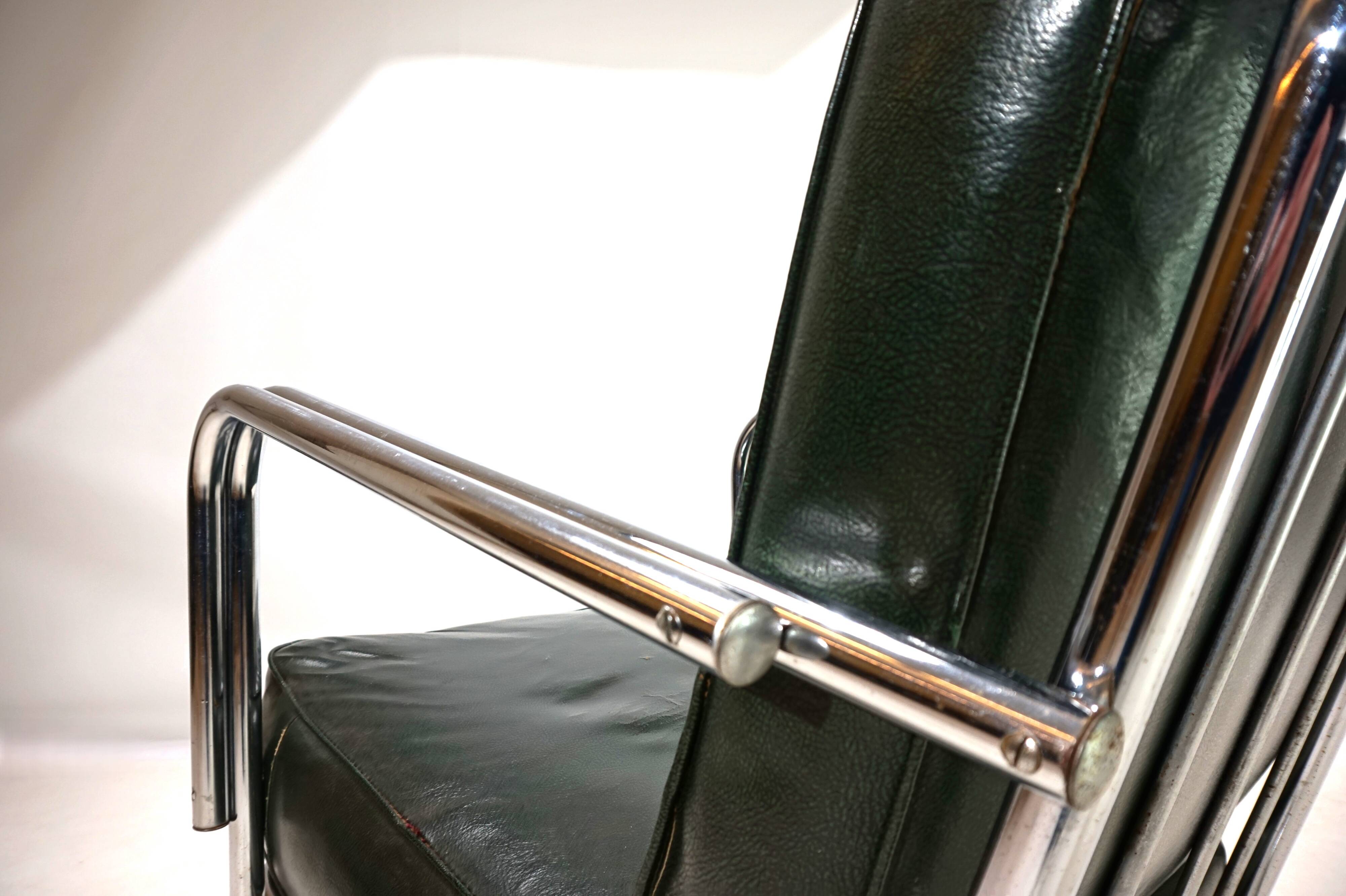 Fauteuil Art Déco en tube d'acier dans le goût de Gilbert Rhode Troy Sunshade, 1930