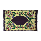 Tapis jaune fait à la main avec de délicates fleurs colorées 198x131 cm