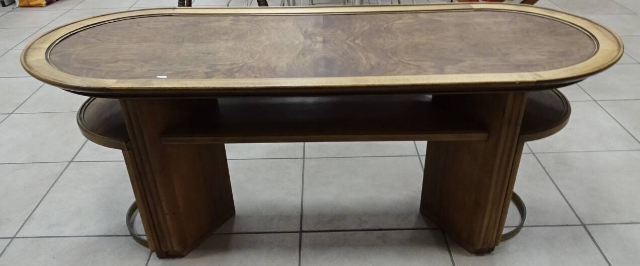 Oval Art Deco coffee table in rosewood, 1930s-1940s.