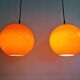 Vintage orange opaline glass pendant light (4 available), 1970s