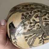 Enameled brass lidded pot