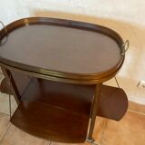 Tea table serving oval maid in mahogany brass marquetry
