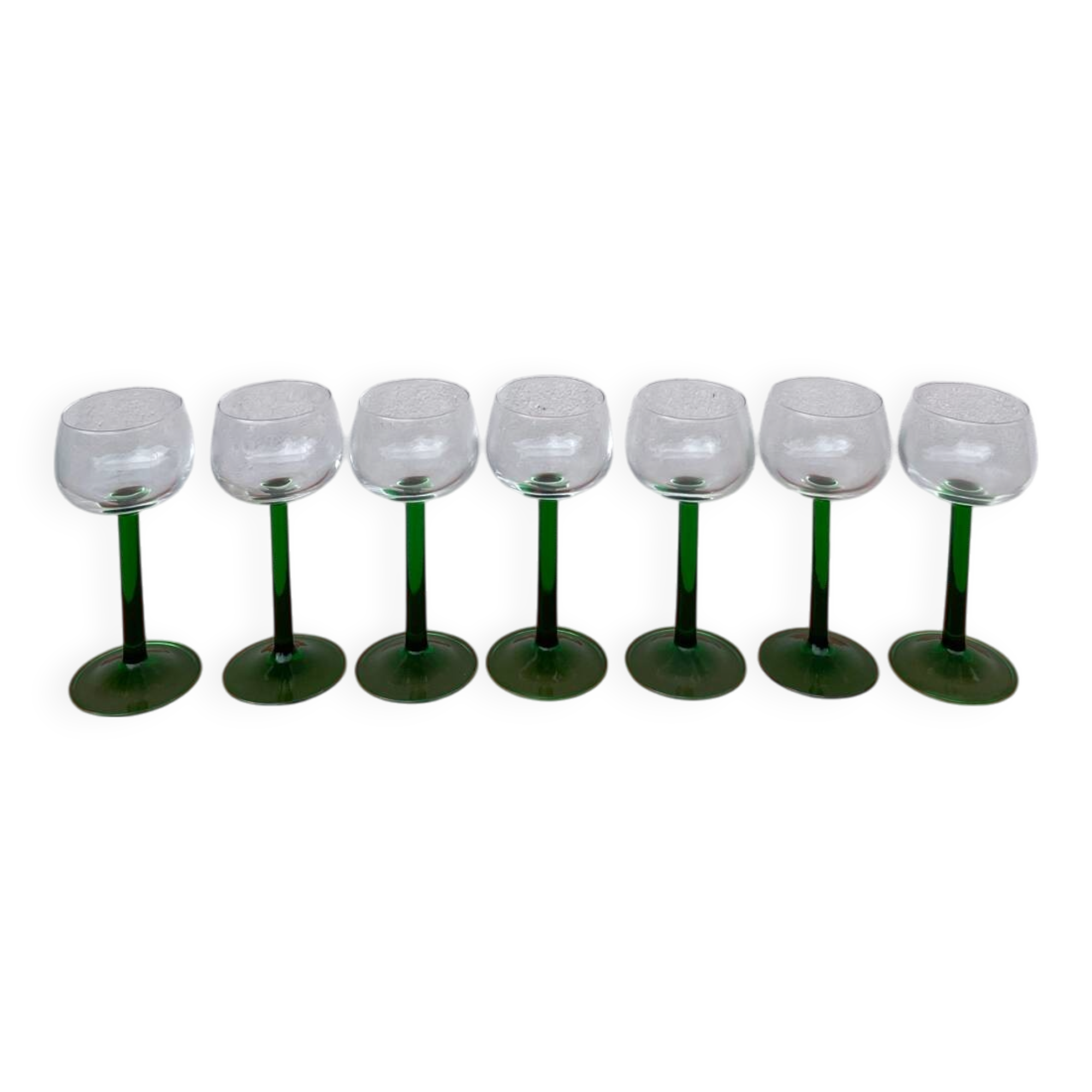 7 green Alsace wine glasses