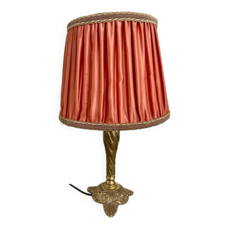 Lampe vintage pied laiton abat-jour plissé