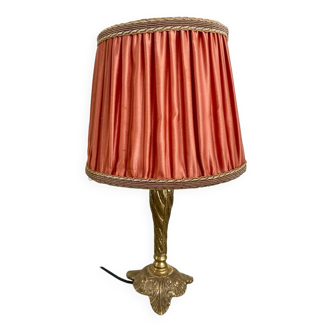 Vintage brass foot lamp with pleated lampshade