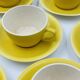 Service 10 tasses jaune Boch Belgique vintage