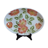 Vintage oval dish Moulin des Loups Orchies flowers