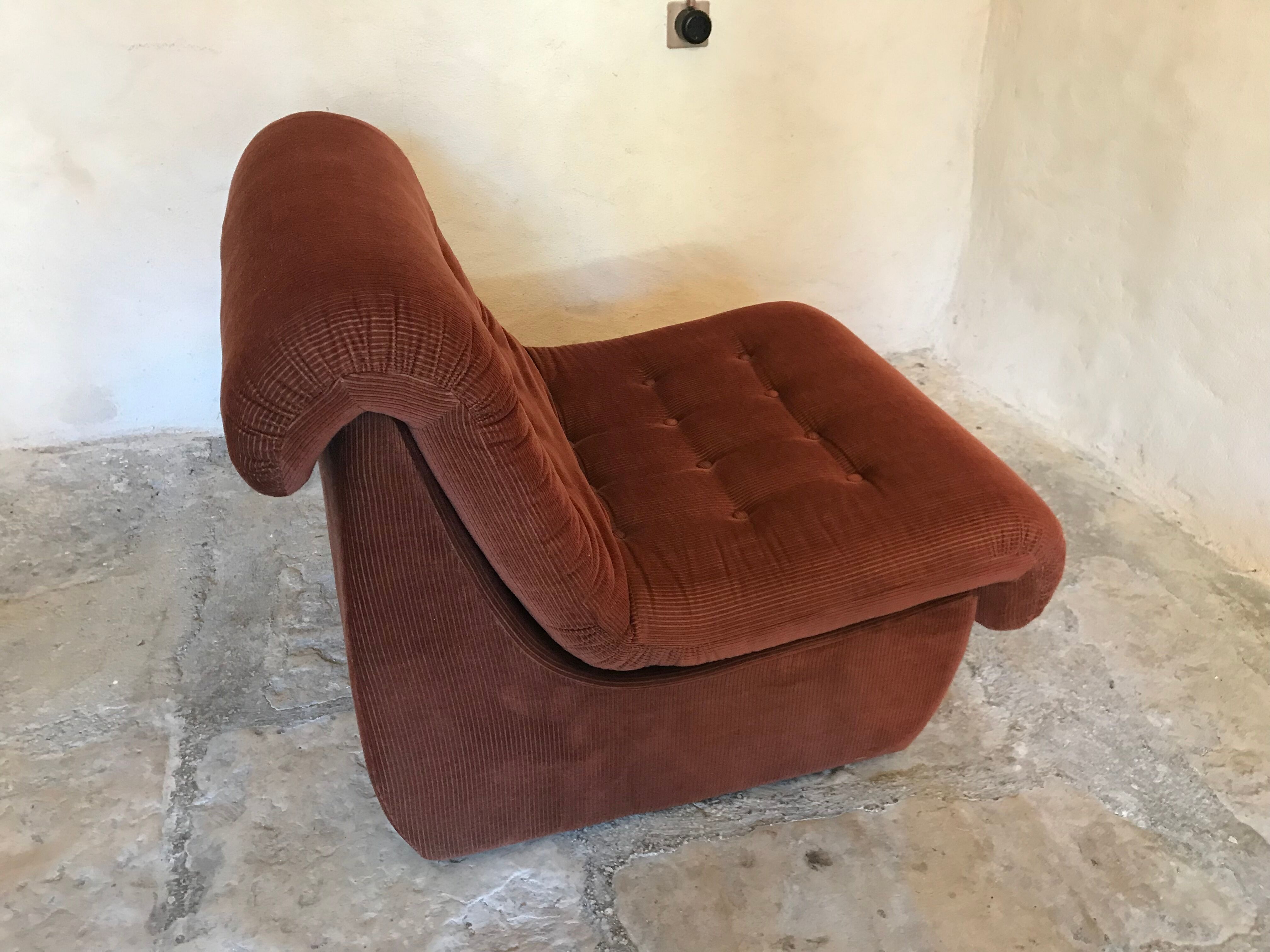 Vintage chair upholstered in corduroy