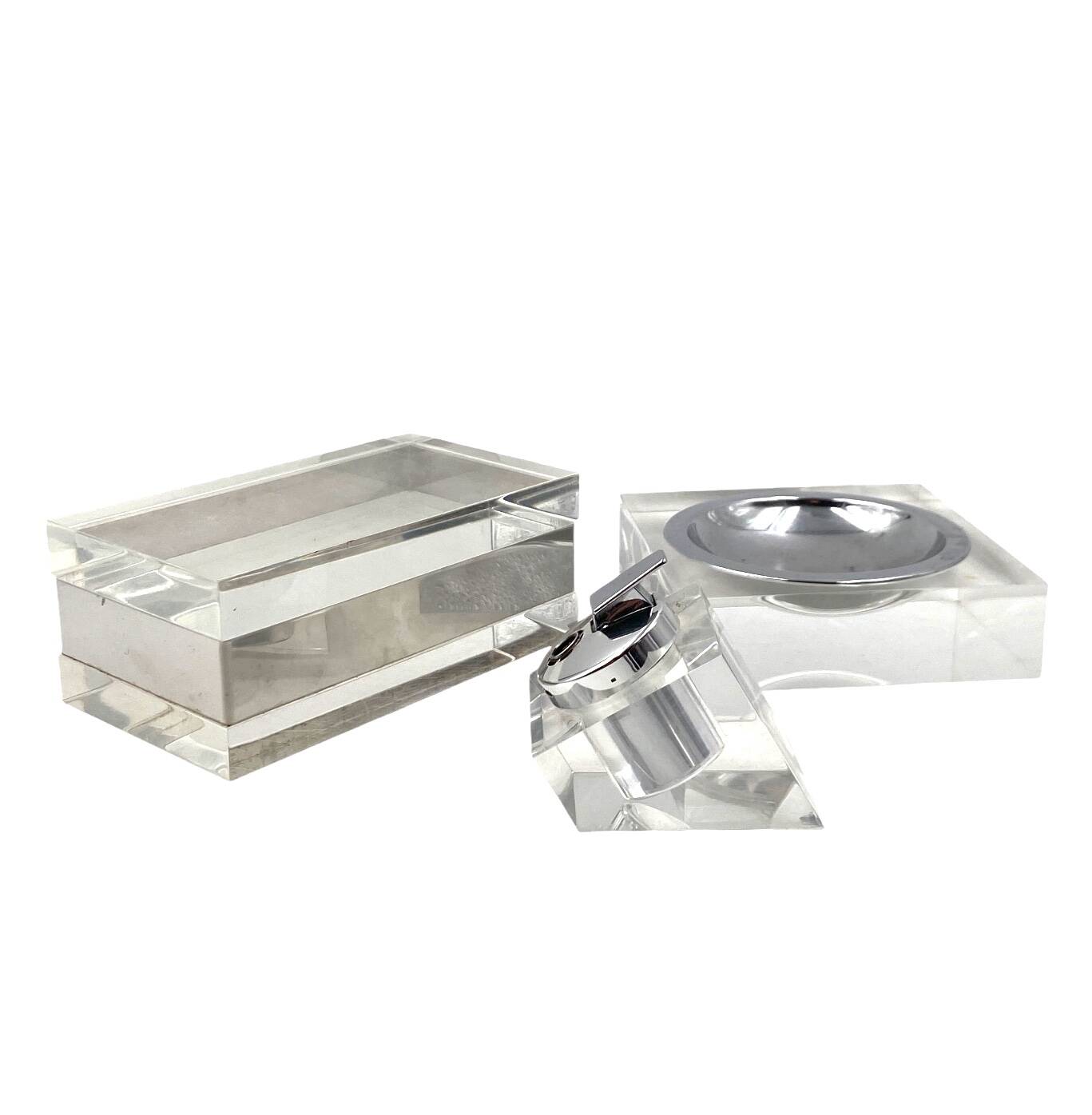 Hollywood regency lucite smoking set, Guzzini  Italy 1970